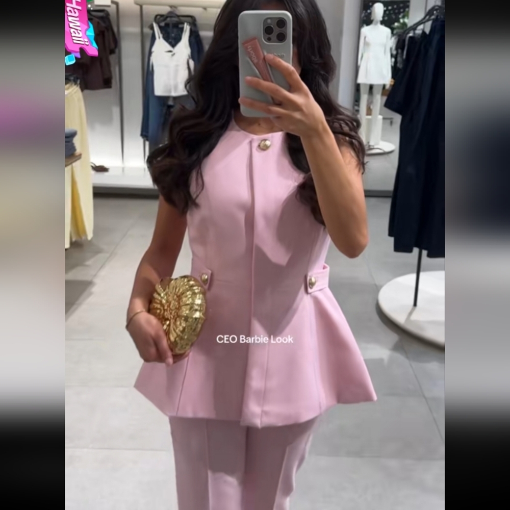 Zara 2pcs Peplum Vest + Flare Pants Co-ord Set - Picture 8 of 10